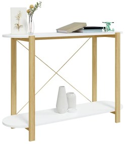Tavolino consolle bianco 110x38x75 cm in legno multistrato
