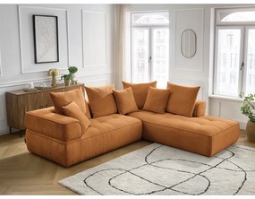 Divano angolare color senape (penisola a destra/a L) con rivestimento in ciniglia Whesley – Bobochic Paris