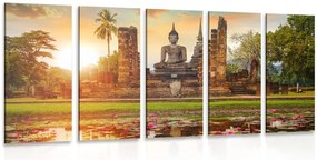 Quadri 5 pezzi – Statua di Buddha nel parco di Sukhothai