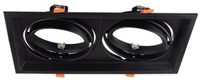 Faro da Incasso Orientabile Nero - 2 lampade AR111 Foro 315x163mm