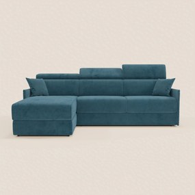 Miryam divano letto angolare compatto - poggiatesta reclinabili e penisola contenitore in tessuto smacchiabile T31