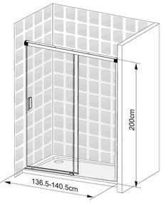 Porta doccia scorrevole Neo L 140 x H 200cm, Sp. 5 mm in vetro profilo cromo