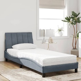 Letto con materasso grigio scuro 80x200 cm in velluto