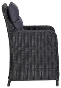 Sedie da Giardino 2 pz con Tavolino da Tè in Polyrattan Nero