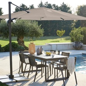 Ombrellone a palo laterale grigio Aura NATERIAL con telo quadrato tortora L 286 x P 286 x H 264 cm