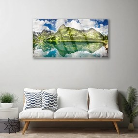 Quadro acrilico Montagne del paesaggio del lago 100x50 cm