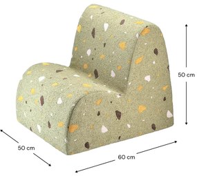 Poltrona per bambini verde con rivestimento in bouclé e ciniglia Terrazzo Cloud – Wigiwama