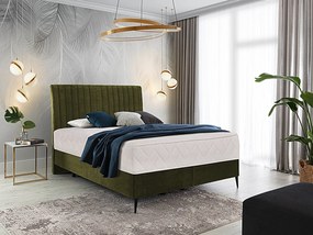 Letto matrimoniale boxspring Baviera - 180 x 200 cm , Tessuto verde oliva