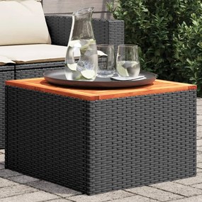 Tavolo da giardino nero 55x55x37 cm polyrattan e legno acacia