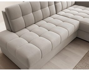 Divano angolare beige allungabile (con penisola a destra/con chaise lounge) con rivestimento in velluto Blezalt – ELTAP