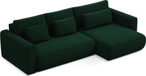 Divano angolare verde allungabile/con contenitore (con penisola a destra/con chaise lounge) con rivestimento in velluto Kapua – Makamii