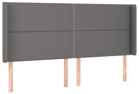 Testiera ad orecchio grigio 203x16x118/128 cm in similpelle