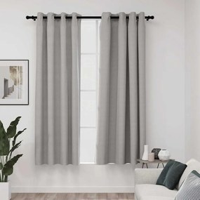 Tende Oscuranti Effetto Lino Con Occhielli 2pz 140x175cm Grigio /