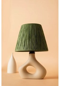 Lampada da tavolo verde con paralume in carta lavorata (altezza totale 40 cm) Serin – Opviq lights