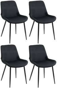 Set 4 Sedie Da Pranzo Victoria İn Velluto / Schwarz