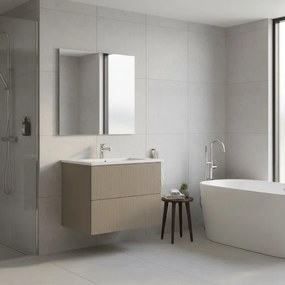 Mobile da bagno sospeso sotto lavabo L 59.5 x H 50 x P 45.5 cm marrone opaco, 2 cassetti Opera