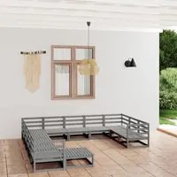 Set Divani da Giardino 12 pz in Legno Massello di Pino cod mxl 37205