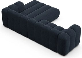 Divano angolare blu scuro (con penisola a destra/con chaise lounge) con rivestimento in ciniglia Lupine – Micadoni