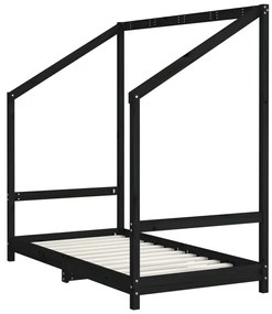Giroletto per bambini nero 80x160 cm in legno massello di pino