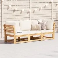 Set Mobili da Giardino 3pz con Cuscini Legno Massello di Acacia 3214291