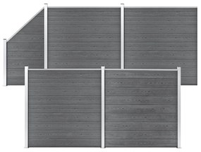 Pannelli Recinzione WPC 4 Quadrati 1 Inclinato 792x186 cm Grigi