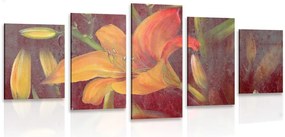 Quadri 5 pezzi – Fioritura del giglio arancione