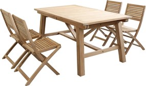 ORATOR - set tavolo in teak cm 160/240 x 90 x 77 h con 4 sedie Orator