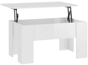 Tavolino da Salotto Bianco Lucido 79x49x41 cm Legno Compensato