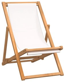 Sedia a sdraio in legno di teak 56x105x96 cm crema