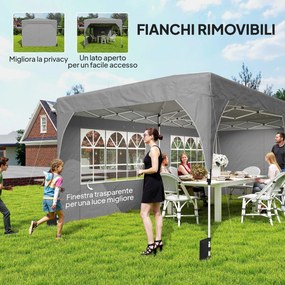 Gazebo Pieghevole 3x6 m con Pareti e Altezza Regolabile Protezione UV 50+ Grigio Chiaro...
