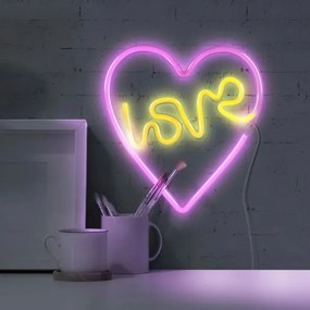 LED Decorazione murale al neon LOVE LED/3W/3xAA USB rosa