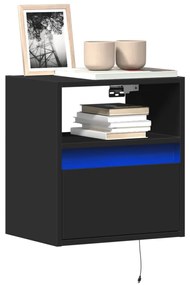 Mobili Tv A Parete Con Luci Led 2pz Neri 41x31x45 Cm /