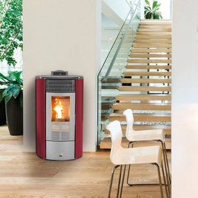 Stufa a pellet ventilata Theresia 6.3 kW bordeaux