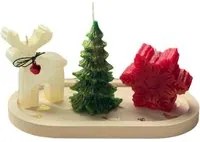 Set 3 candele Natale con supporto