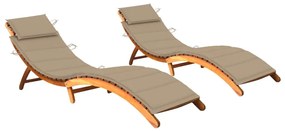 Lettini Prendisole 2 Pz Con Cuscini İn Legno Massello Dacacia /