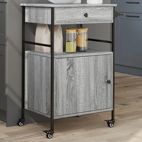Carrello Da Cucina Grigio Sonoma 56x43x89,5cm Legno Multistrato /