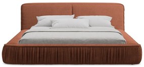 Letto matrimoniale imbottito color terracotta con contenitore e rete inclusi 180x200 cm Keoni – Makamii