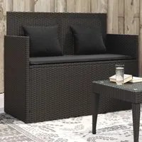 Panca da Giardino con Cuscini Nera in Polyrattan 365761