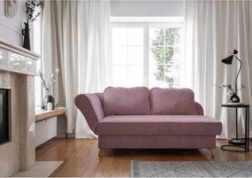 Chaise longue rosa polveroso (con penisola a sinistra) con rivestimento in velluto a coste Chic Charlotte – Miuform