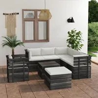 Set Divani da Giardino su Pallet 8 pz con Cuscini Massello Pino cod mxl 35283