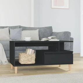 Tavolino Da Salotto Nero 90x49x45 Cm İn Legno Multistrato /