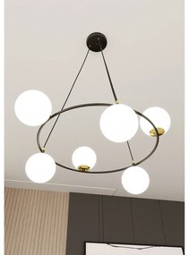 Lampadario Minimal Tiamat Acciaio Nero Oro 6 Luci E14 Ip20