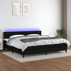 Letto a molle materasso e led nero 200x200cm in tessuto