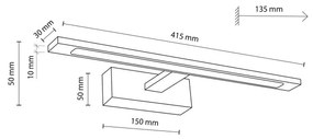 TK Lighting Gallery Applique a LED, nero, metallo larghezza 41,5 cm IP44