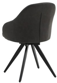 Set di sedie girevoli COVENT in similpelle antracite e gambe in metallo nero, con braccioli