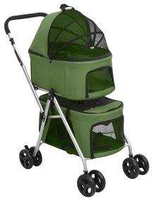 Passeggino Cani Pieghevole 2 Livelli Verde 83x48x97cm Tessuto /