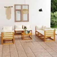 Set Divani da Giardino 9 pz con Cuscini Crema Legno di Acacia cod mxl 49617