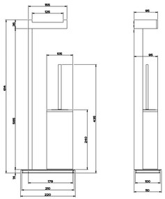 Piantana porta scopino portarotolo a pavimento Bianco Cromo Rettangolo 20933 Gessi