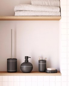 Kave Home - Portasapone Cerisa in ceramica nero con dettaglio bianco