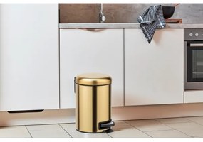 WENKO 24009800 - Cestino per rifiuti LEMAN 17x25 cm acciaio inossidabile/dorato/nero